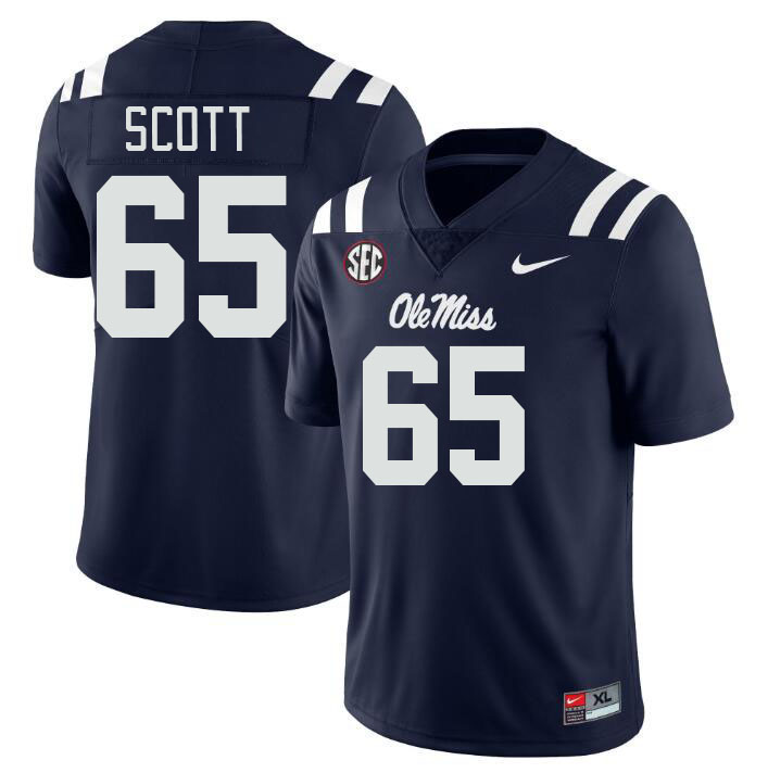 Men #65 Gerquan Scott Ole Miss Rebels College Football Jerseys Stitched-Navy